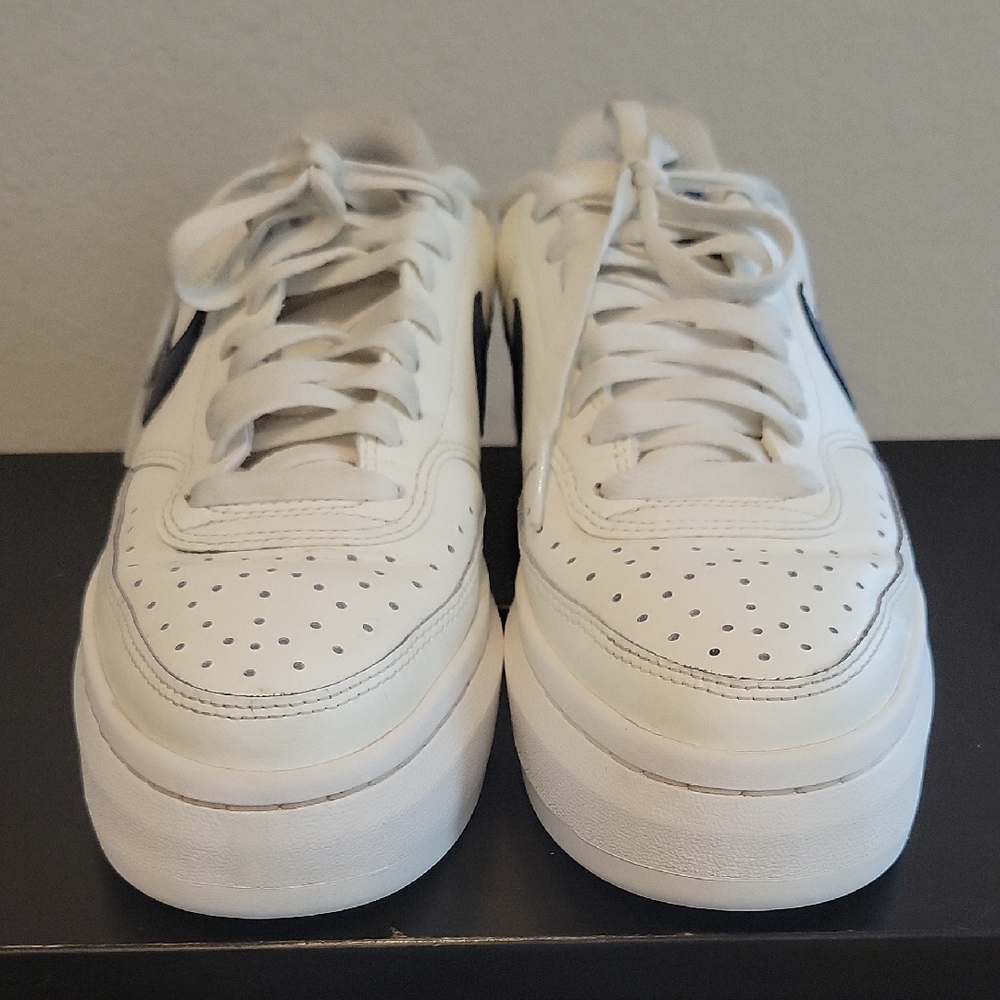 Nike Size 7 white Court Vision Alta Sail Diffused Blue Leather Shoes DM0113-102